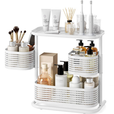 3-Tier Rotating Bathroom Organizer, Countertop Vanity Tray, Spice Rack Storage, Easy To Assembly Space-Saving Organizer For Bathroom, Kitchen, Laundry Room, White