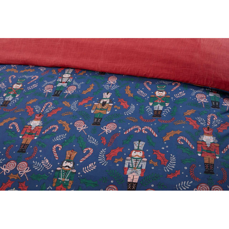 Nutcracker Duvet Cover Set Microfiber Duvet Cover Set with Pillowcases, Single Duvet Cover + 2 Pillowcases, Blue