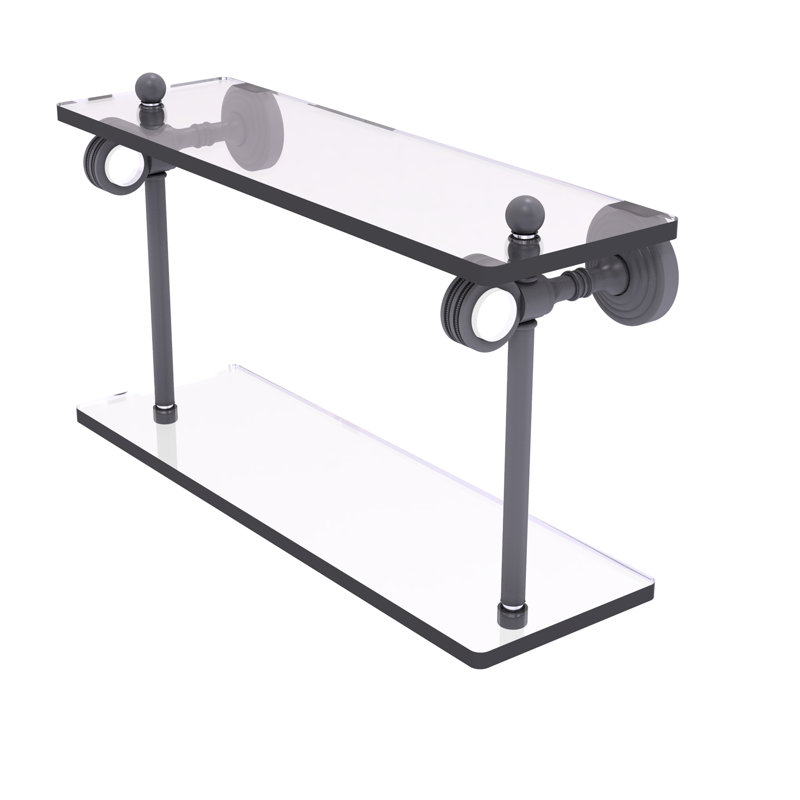 Étagère à 2 niveaux Jarrell, H 5,12 po x l 16 po x p 9,3 po, Gris mat