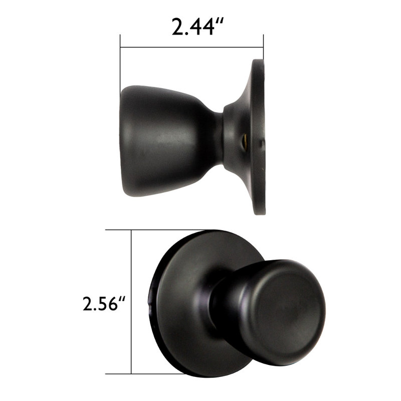 Faux bouton de porte tulipe traditionnel noir mat, placard non verrouillable et porte française, paquet de 2