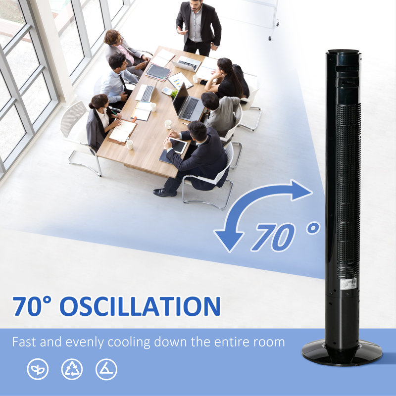 HOMCOM Freestanding Tower Fan Cooling For Home Bedroom With Oscillating, 3 Speed, 12H Timer, LED Sensor Panel, Remote Controller