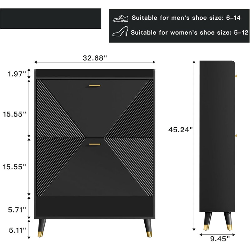Shoe Storage Cabinet With Flip Drawer