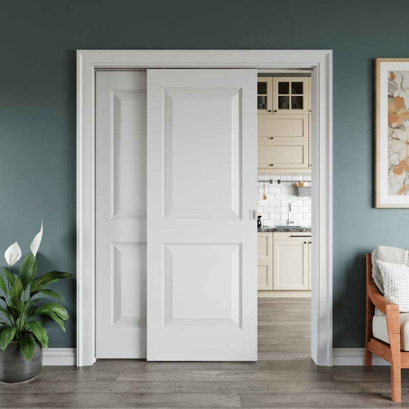Porte coulissante encastrée à 5 panneaux Morden, 48 po x 80 po, Argent argent, 2
