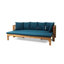 Lit de jour extensible Rustic Long Beach, fabriqué en bois avec coussins de siège rembourrés de tissu d'ameublement