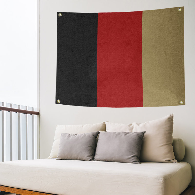 Tapisserie de polyester san francisco, H 59 po x l 80 po, Noir/rouge/or