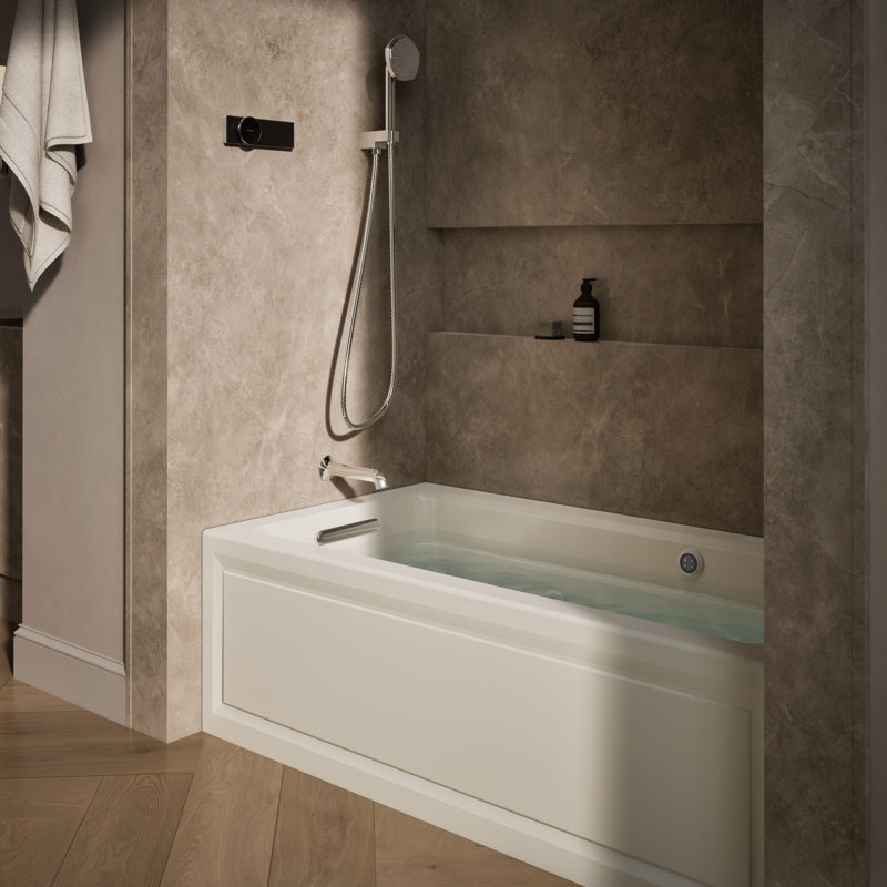 Archer 60" x 32" Alcove Whirlpool, Biscuit, Left