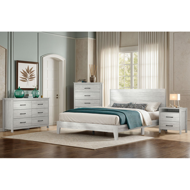 Ensemble de chambre à coucher 5 pièces Marlieke, Grand, Chêne gris cendré