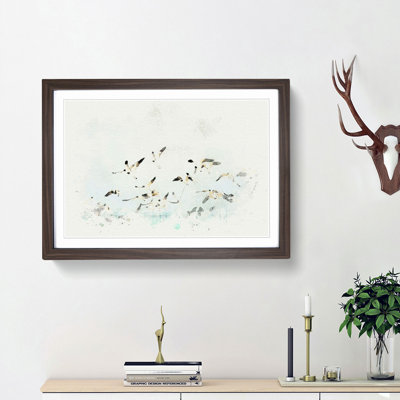 Flock of Seagulls over the Sea in Abstract - Picture Frame Graphic Art Print on MDF