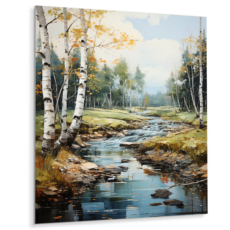 Birch Woods Serenity Falls II - décoration murale florale en métal, H 32 po x l 16 po x P 1 po