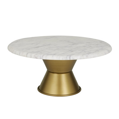 Ceramic Decorative White Cake Stand with Gold Base