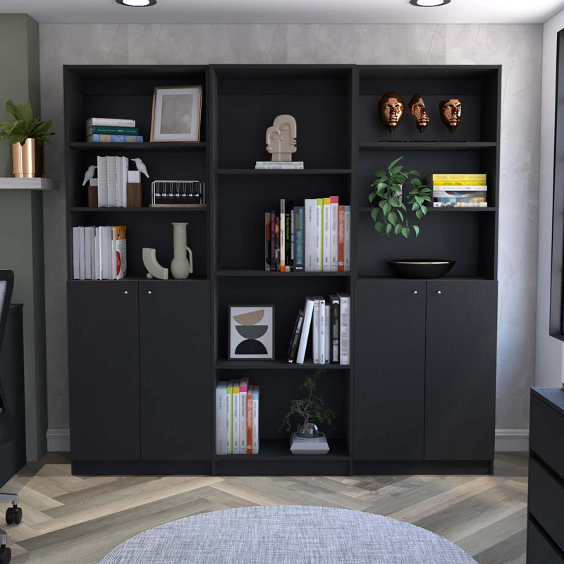 Ensemble de salon élégant et fonctionnel 3 pièces avec bibliothèques pour un décor sophistiqué.