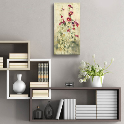Art mural en verre Lark Manor ™ «Hollyhocks Panel 1» par Cheri Blum