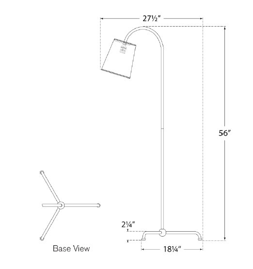 Thomas O'Brien Mia Floor Lamp, Gilded Iron, Fabric