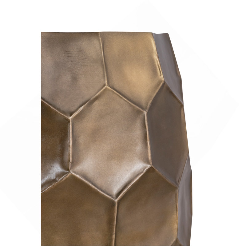 End Table Side Table, Modern Contemporary Aluminum Material 21" Height, With Glossy Diamond-Patterned Base Gold, Copper
