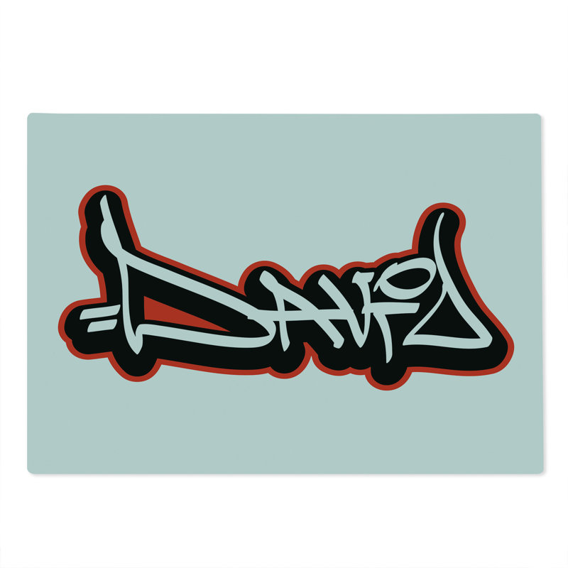 Ambesonne David Cutting Board Large Size Scribbling Name Vermilion White