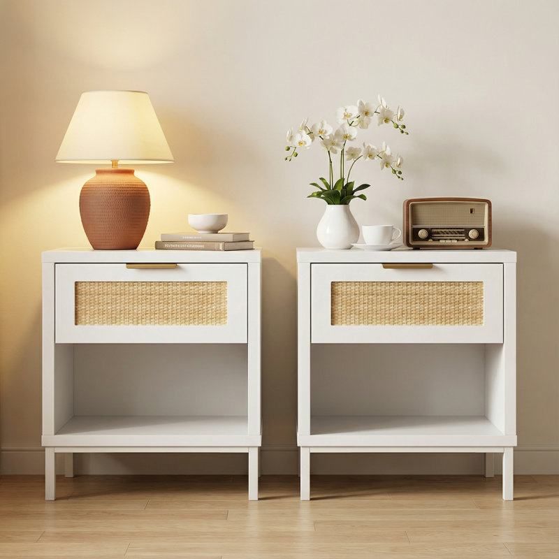 Table de chevet blanche - Tables de chevet Boho
