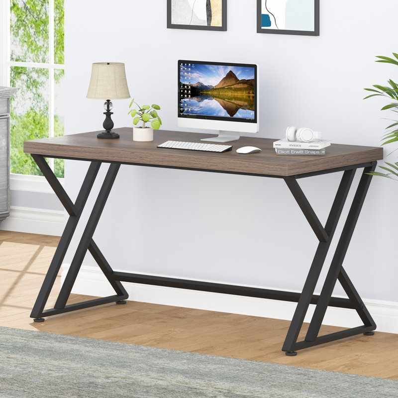 Kelleia Writing Desk, Rustic Oak/Black, 30.1" H x 60" W x 23.6" D
