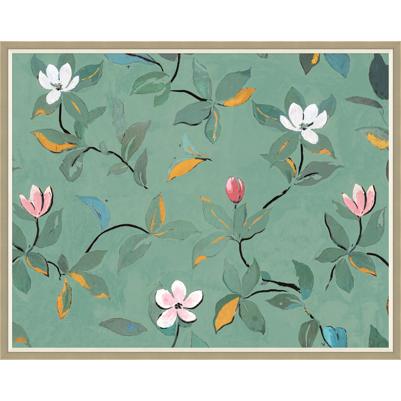 Green Magnolias Print by Paule Marrot, Silver Framed, 43" H x 54" W x 1.25" D