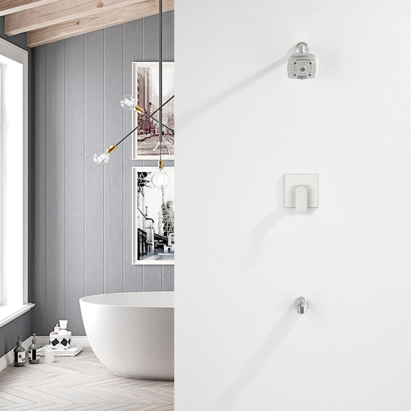 Tub And Shower Faucet With Rough-in Valve Hower Head And Handle Set, Brushed Nickel