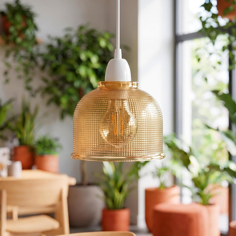 10 cm H Round Glass Lamp Shade, Amber