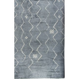 Hand Hooked Geometric Area Rug in Blue