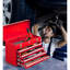 Boîte à outils portative en métal 4 - acier, revêtement rouge, pour coffre de garage et d'entrepôt avec 4 tiroirs - doublure de rouille, garage, entrepôt, travaux extérieurs