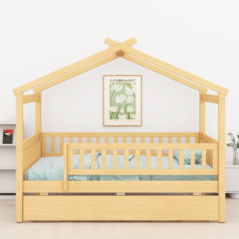 Lit en bois avec couchette, Naturel