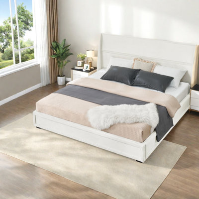 Lits avec rangement, grand lit plateforme en panneau de fibres à densité moyenne pour une maison compacte