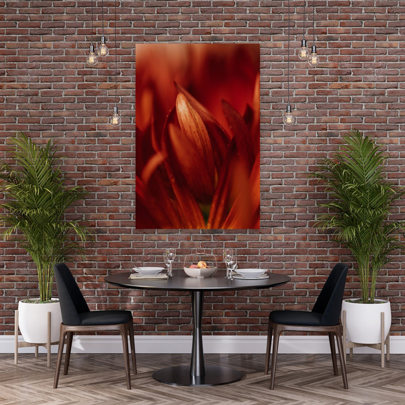 Soft Crimson Petals Elegant Organic Romantic Chrysanthemum Dahlia Autumn Flower Wall Art Print 1 Piece Wrapped Canvas Wall Art