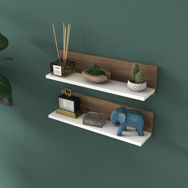 Herlene 2 Piece Accent Shelf, Walnut/White