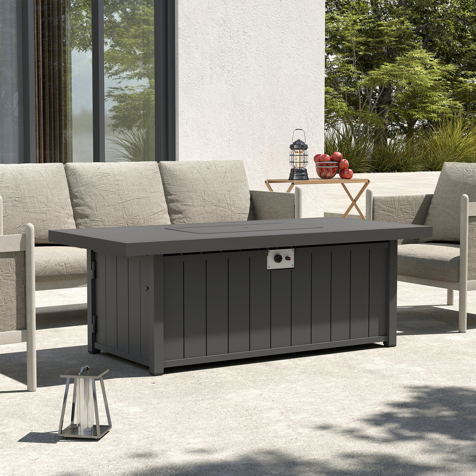 Rectangle Fire Pit Table, Black