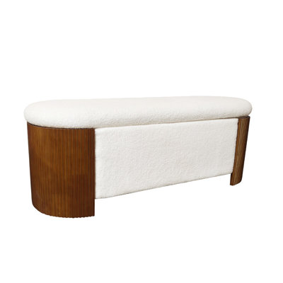 Banc de rangement avec repose-pieds 50,8 po avec repose-pieds cannelé en bois massif