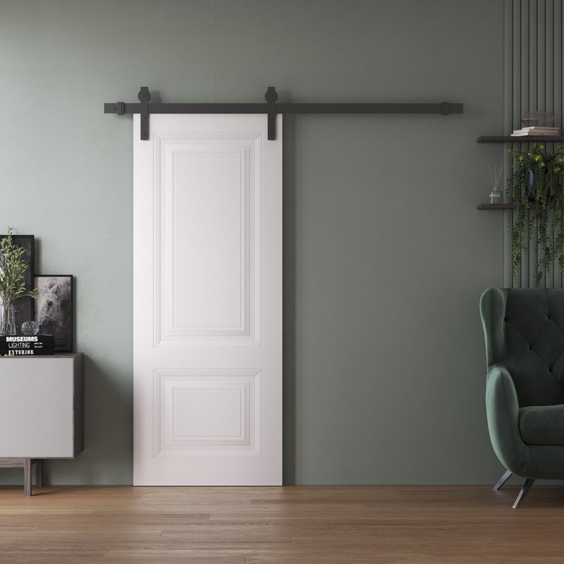 Porte de grange | Blanc ESSENTIEL 1222 | Ensemble de quincaillerie lourde pour rails | Portes intérieures solides