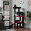 Arbre à chat gothique avec très grand hamac, tour à chat 45,7 po avec lit en cercueil, maisonnette pour chat, poteaux à griffes en sisal et perchoir supérieur, arbre à chat gothique à plusieurs niveaux, Halloween-1097442113