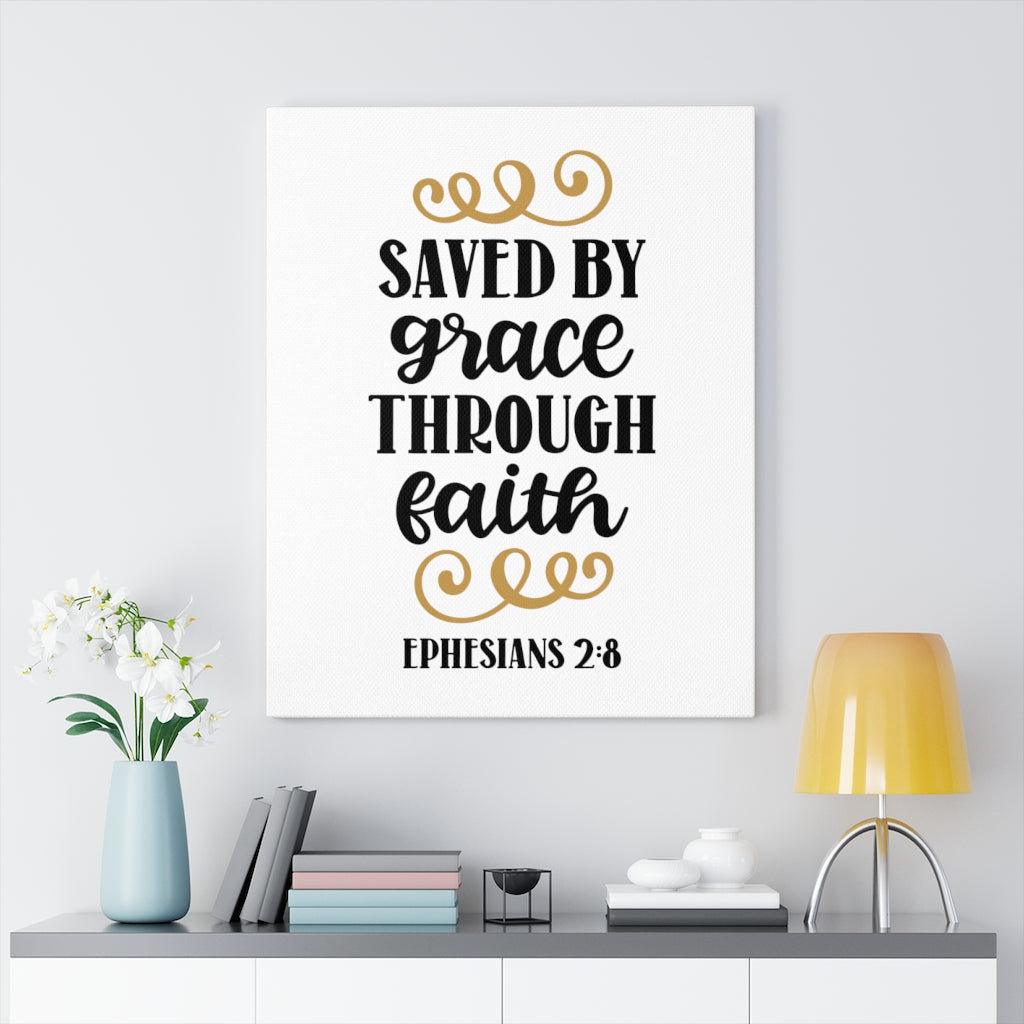 Grace Through Faith Ephesians 2:8 - Wrapped Canvas Typography