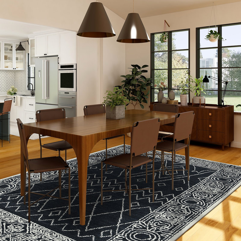 Wool Geometric Indoor Rug, Rectangle 5' x 8'
