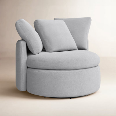 Bertice Linen Swivel Barrel Chair