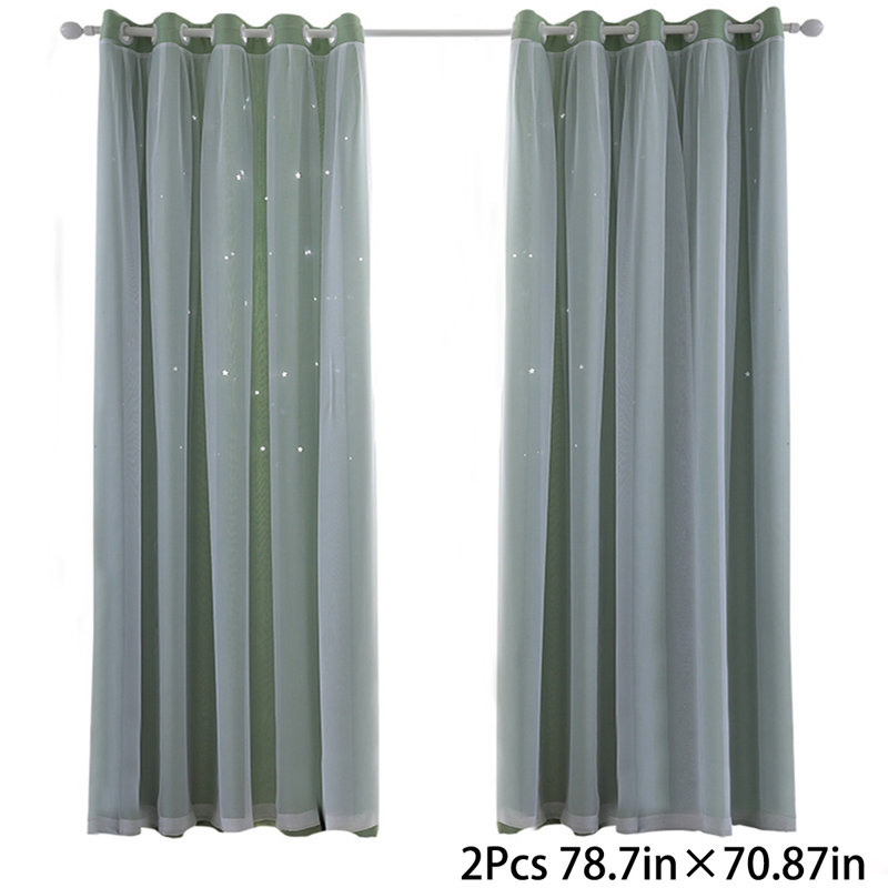 Ensemble de rideaux pour chambre à coucher 2 panneaux, L 70,9 po x L 78,7 po, Vert
