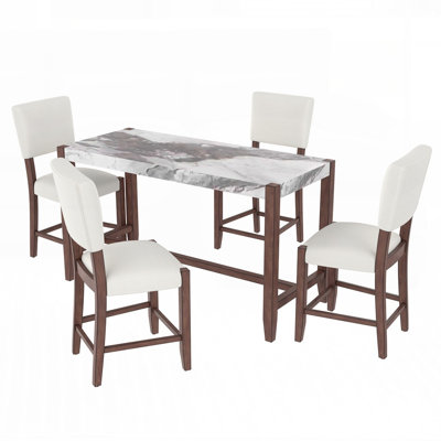 Ensemble de table et chaises de salle à manger à hauteur de bar moderne, peu encombrant et élégant pour les espaces de vie compacts