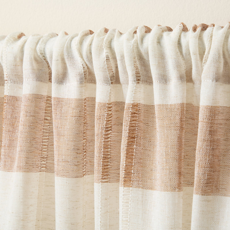 TOWN & COUNTRY BASICS Pax Semi-Sheer Stripe Light Filtering Curtains, 50" W x 96" L, Rust