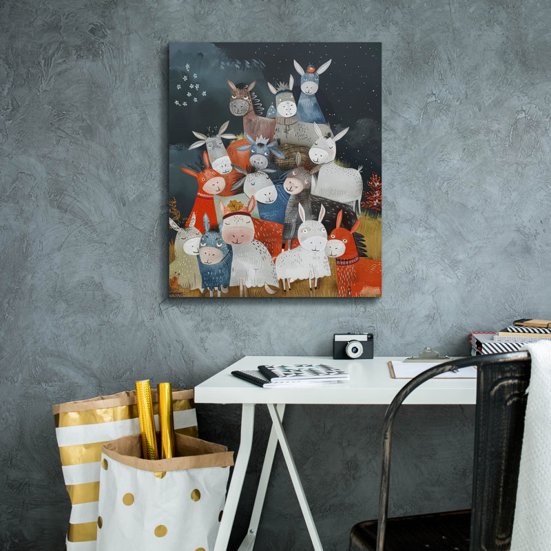  «Pile Of - Donkeys» par Doron David, art mural sur toile, 20 po x 24 po, H 24 po x l 20 po