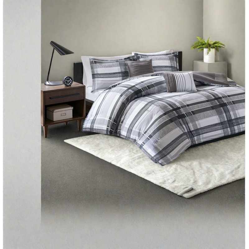Ensembles de literie antimicrobiens en polyester, tissu écossais simple TG pour la maison