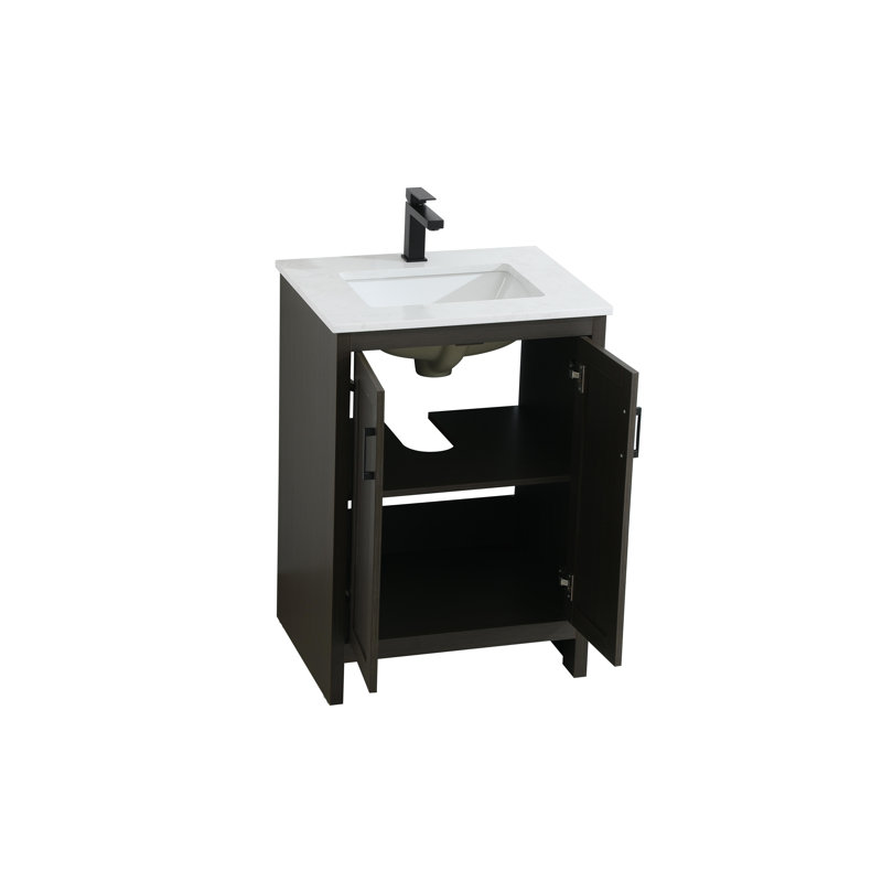 Meuble-lavabo simple 24 po Ahner, Brun moka