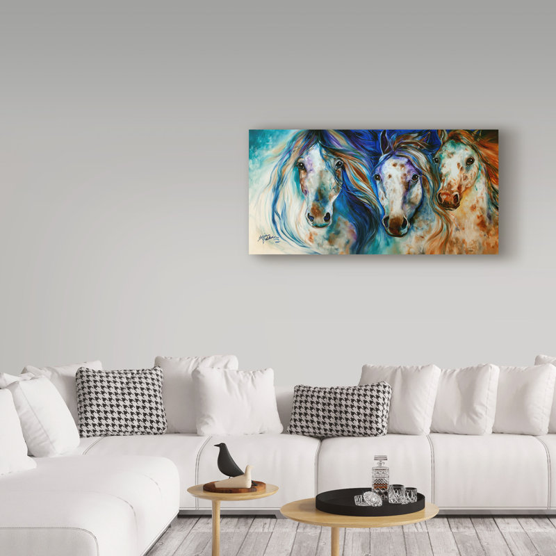 Duniya «3 Wild Appaloosa Horses», reproduction de peinture acrylique sur toile tendue, H 12 po x l 24 po x P 2 po