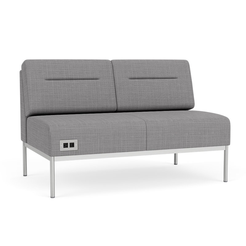 Causeuse Darsey, Avec alimentation, Argent argent, Gris chambray