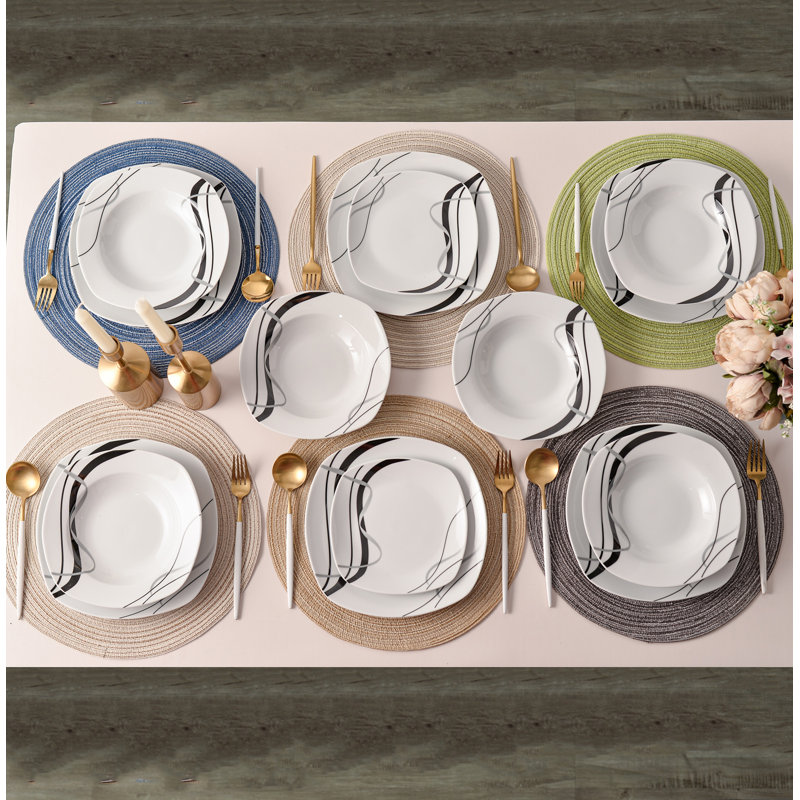 Deno 18-Piece Porcelain Dinnerware Set, Service For 6