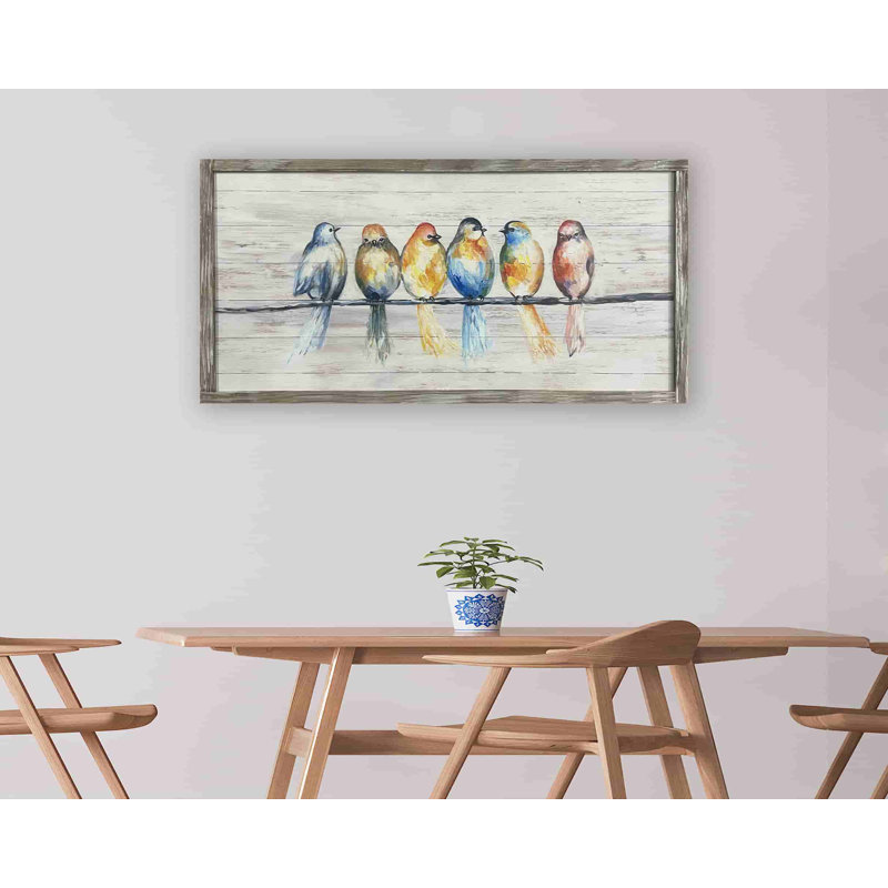 Oiseaux sur une branche - reproduction sur toile tendue, H 24 po x l 48 po x P 1,5 po