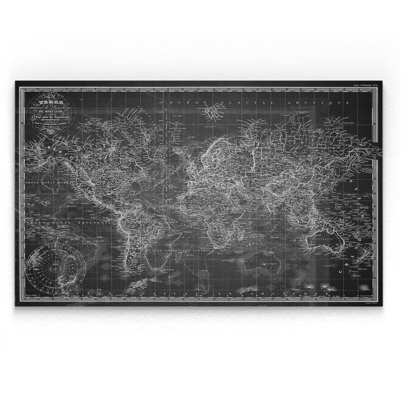 "rétro carte du monde" v "impression, H 32 po x l 48 po x P 1,5 po, Toile tendue