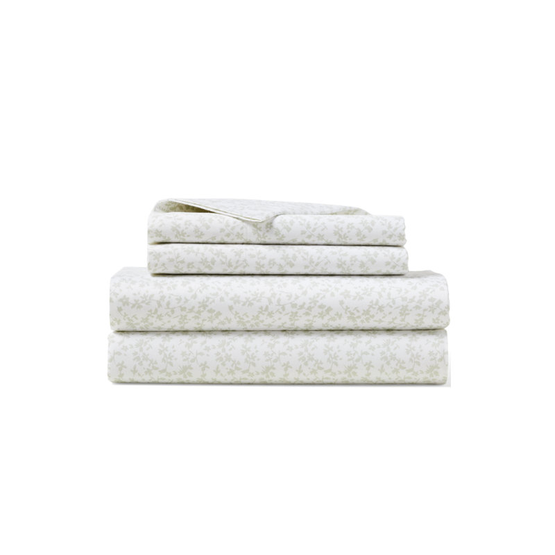 Grand drap Spencer, Ensemble de draps pour grand lit avec 2 taies d'or, Vert