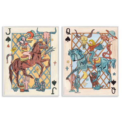  «Western Cowgirl jouer aux cartes», ensemble de 2 giclées par Melissa Wang